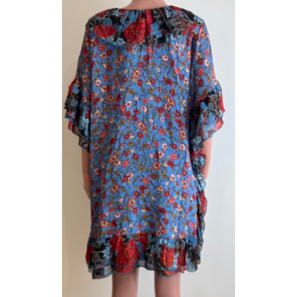 See By Chloe Floral Print Silk Caftan Dress Sz 38 6 Blue Dream Cottagecore Boho - Picture 6 of 16